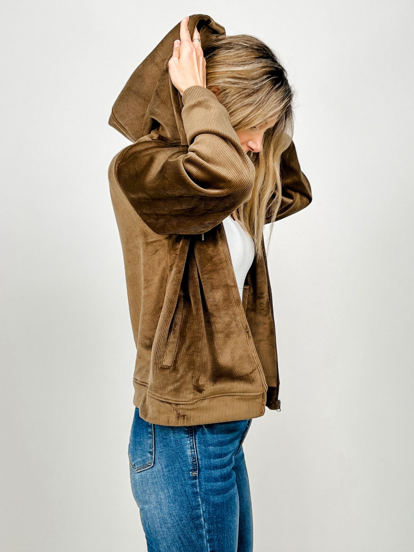 Soft Luxe Corduroy Zip Up Hoodie