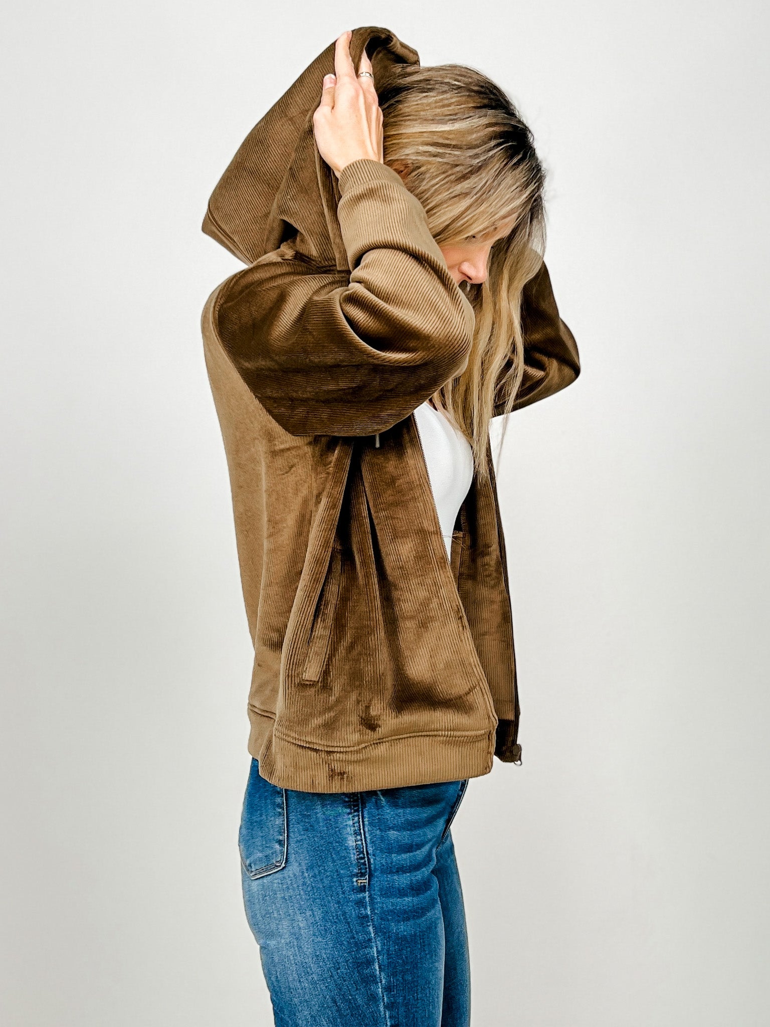 Soft Luxe Corduroy Zip Up Hoodie