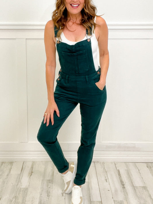 The Genesis Judy Blue High Waist Garment Dyed Double Cuff Denim Overall in Teal