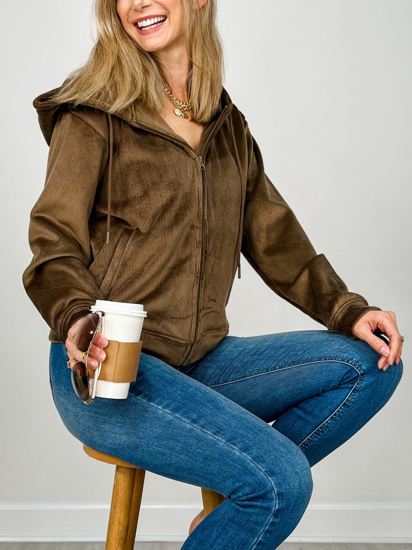 Soft Luxe Corduroy Zip Up Hoodie