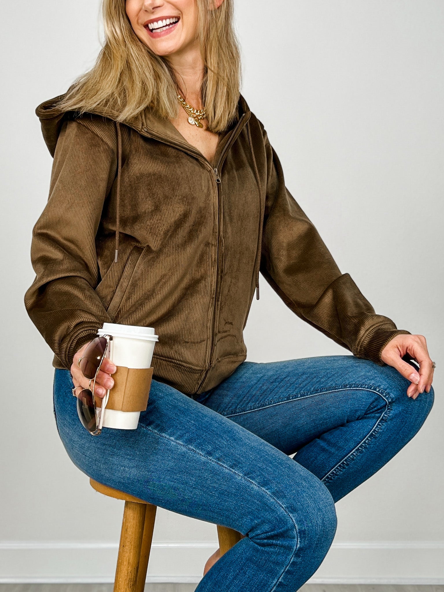 Soft Luxe Corduroy Zip Up Hoodie