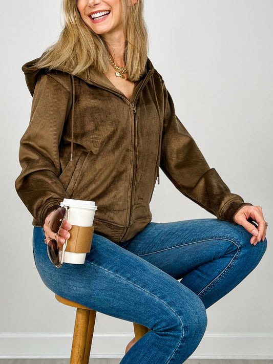 Soft Luxe Corduroy Zip Up Hoodie