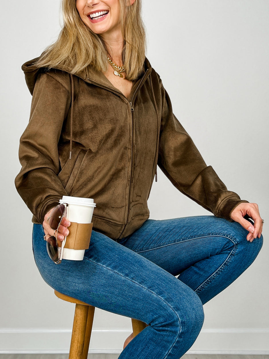 Soft Luxe Corduroy Zip Up Hoodie