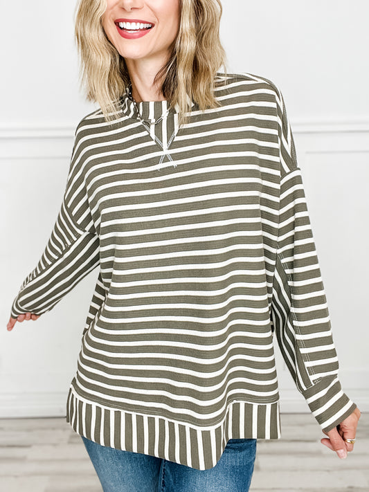 Long Sleeve Striped Knit Top