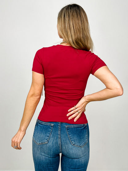 Essential Short-Sleeved Micro-Ribbed Top-GROUP A
