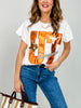 Queen of Sparkles University of Texas Metallic Word with Icons Tee