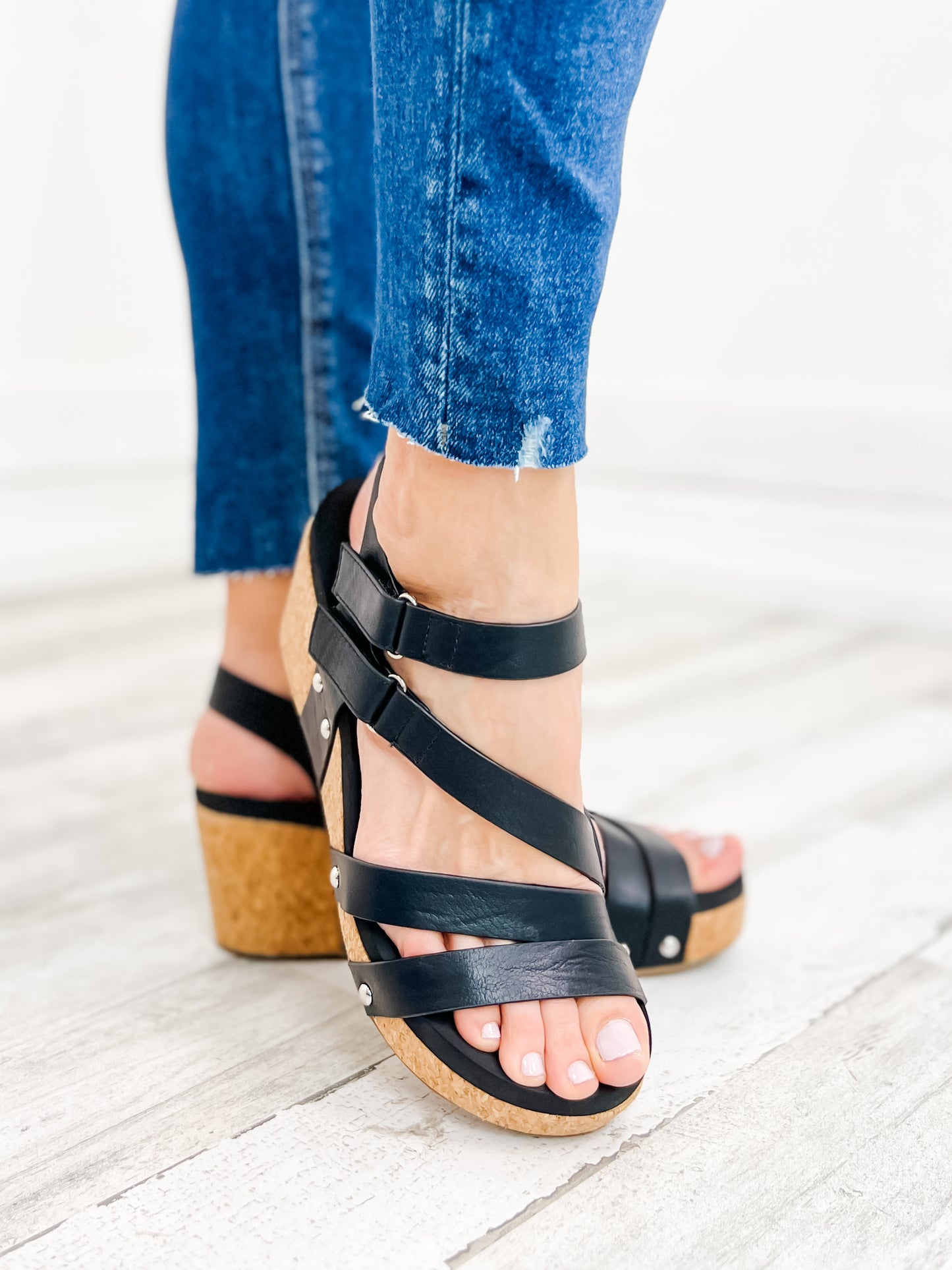 Corky's Giggle Wedge Sandal in Black