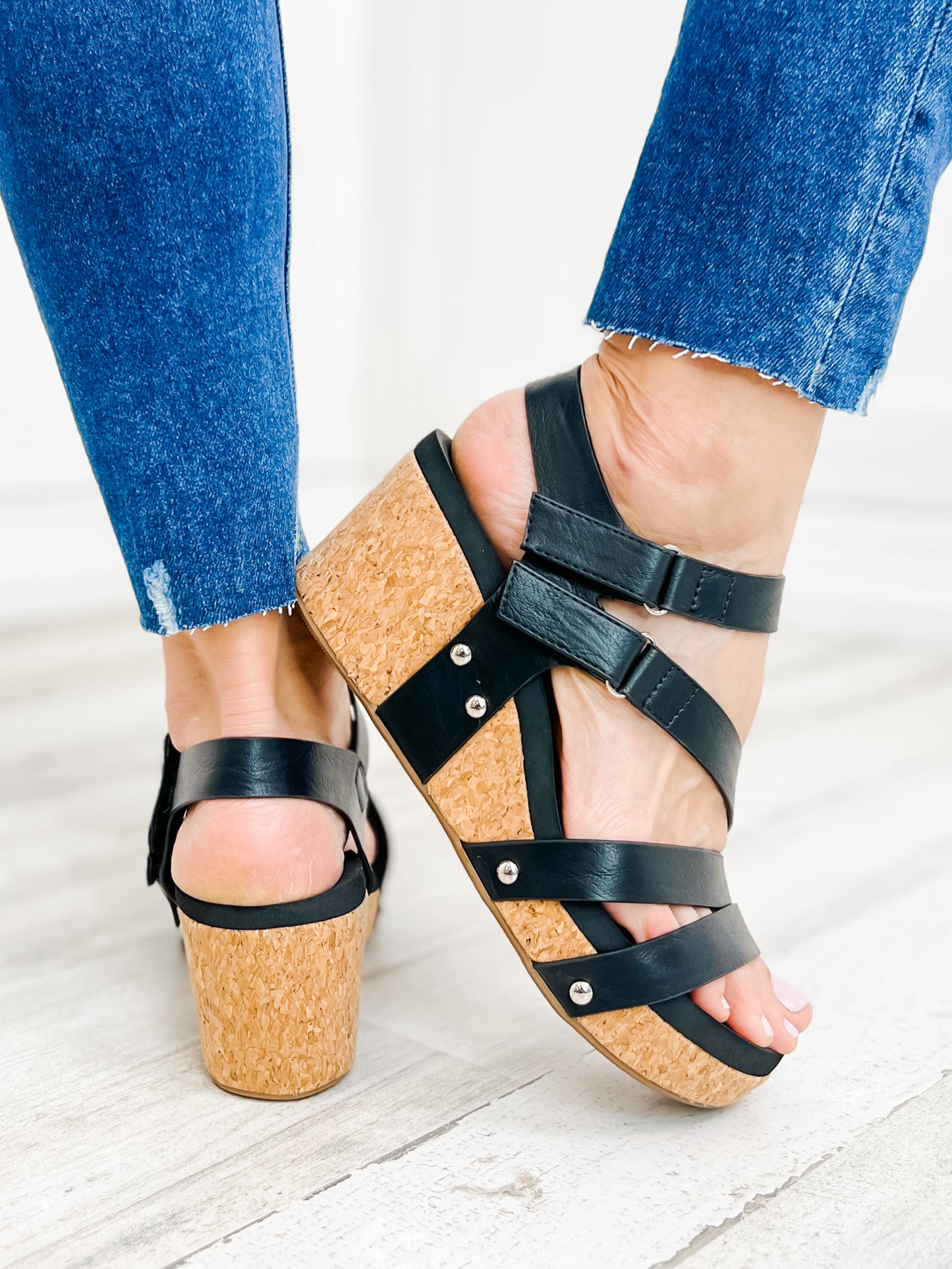 Corky's Giggle Wedge Sandal in Black