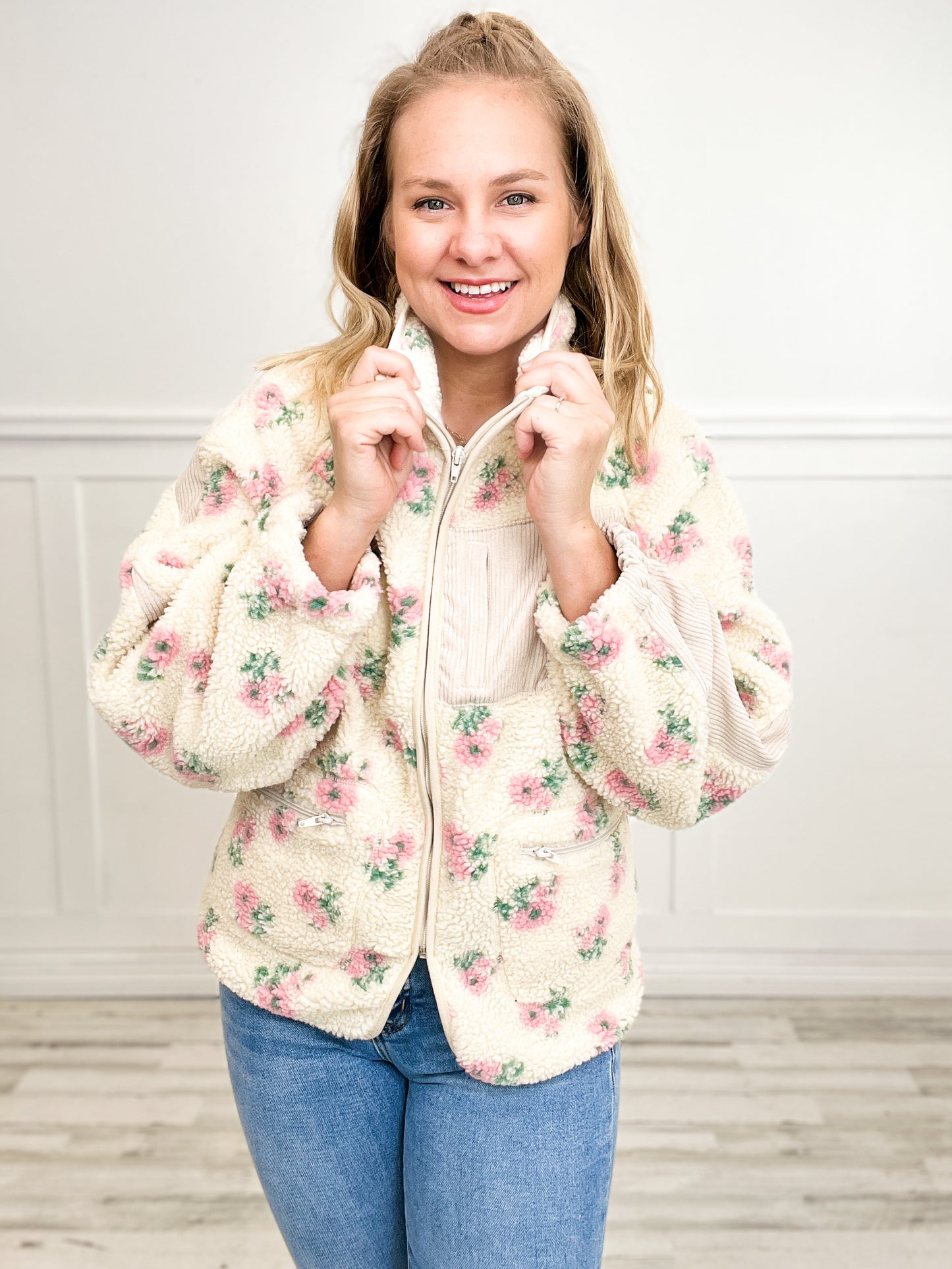 Oversized Printed Fleece Jacket