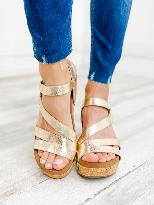 Corky's Giggle Wedge Sandal in Gold