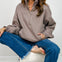 French Terry Fleece Quarter Zip Sweatshirt in Dark Taupe