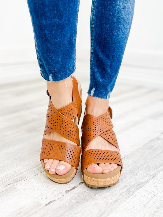 Corky's Guilty Wedge Sandal in Cognac