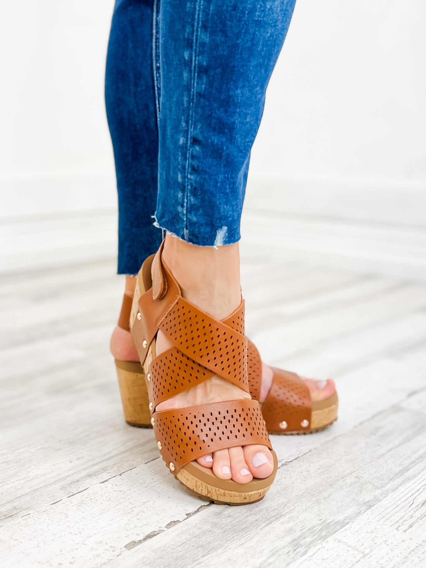 Corky's Guilty Wedge Sandal in Cognac