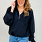 French Terry Fleece Quarter Zip Sweatshirt in Black