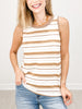 Color Trimmed Multi Striped Sleeveless Top