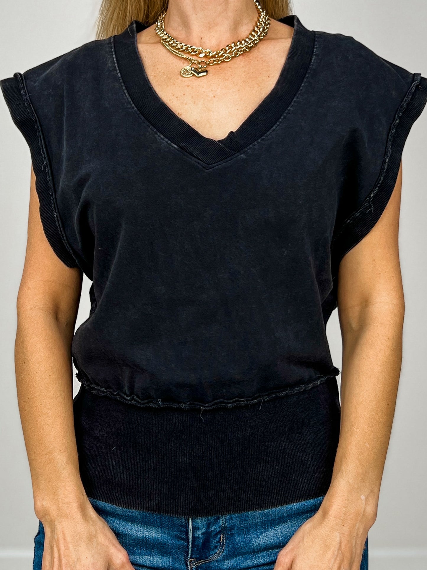 Vintage Stone V-neck Vest Top