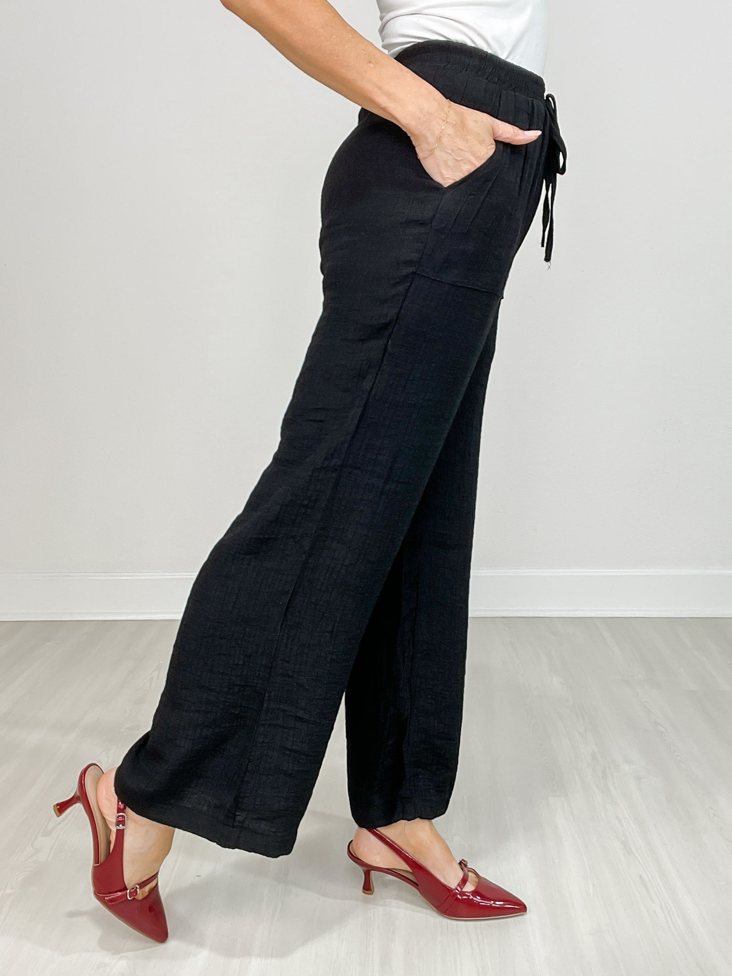 High Waist Drawstring Wide Leg Lounge Pants
