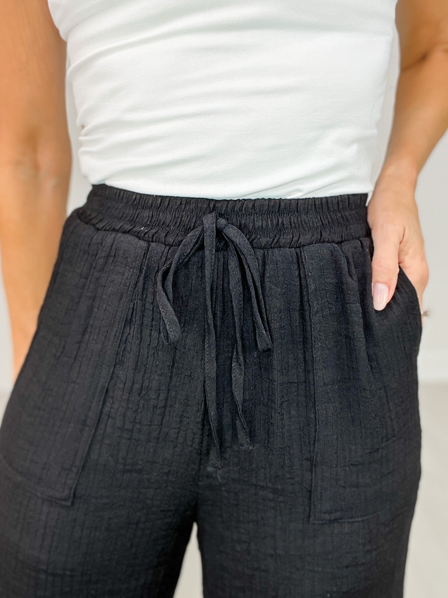 High Waist Drawstring Wide Leg Lounge Pants