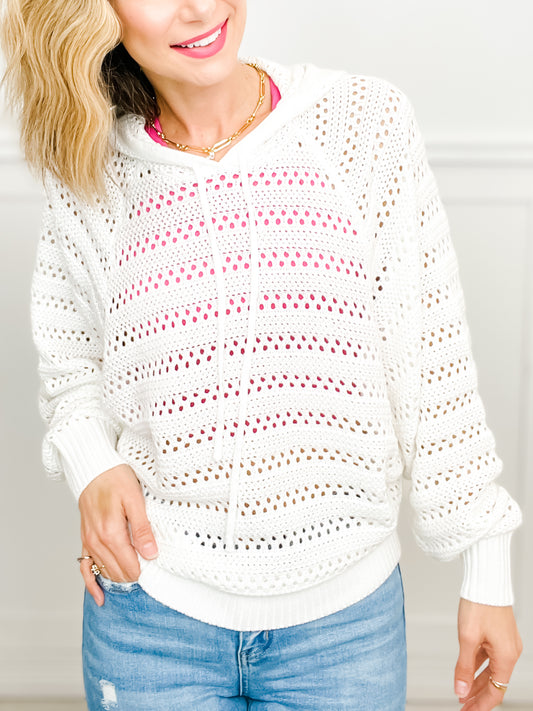 Boho Breeze Crochet Hoodie Top