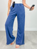 Mineral Washed Wide Leg Pant with Pockets in Navy