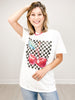 Cherries Distressed Checker Pattern Graphic Tee