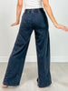 Mineral Washed Wide Leg Pant with Pockets in Black