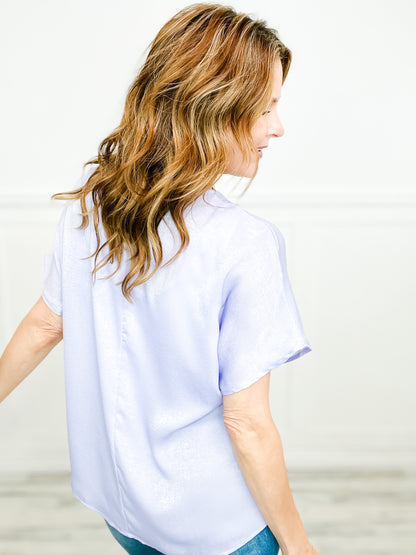 Satin Short Sleeve V-Neck Top