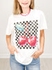 Cherries Distressed Checker Pattern Graphic Tee