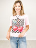 Cherries Distressed Checker Pattern Graphic Tee