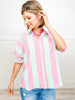 Sunset Serenade Striped Button Down Dolman Sleeves Top