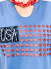 USA Flag Glitter Stars Short Sleeve Top