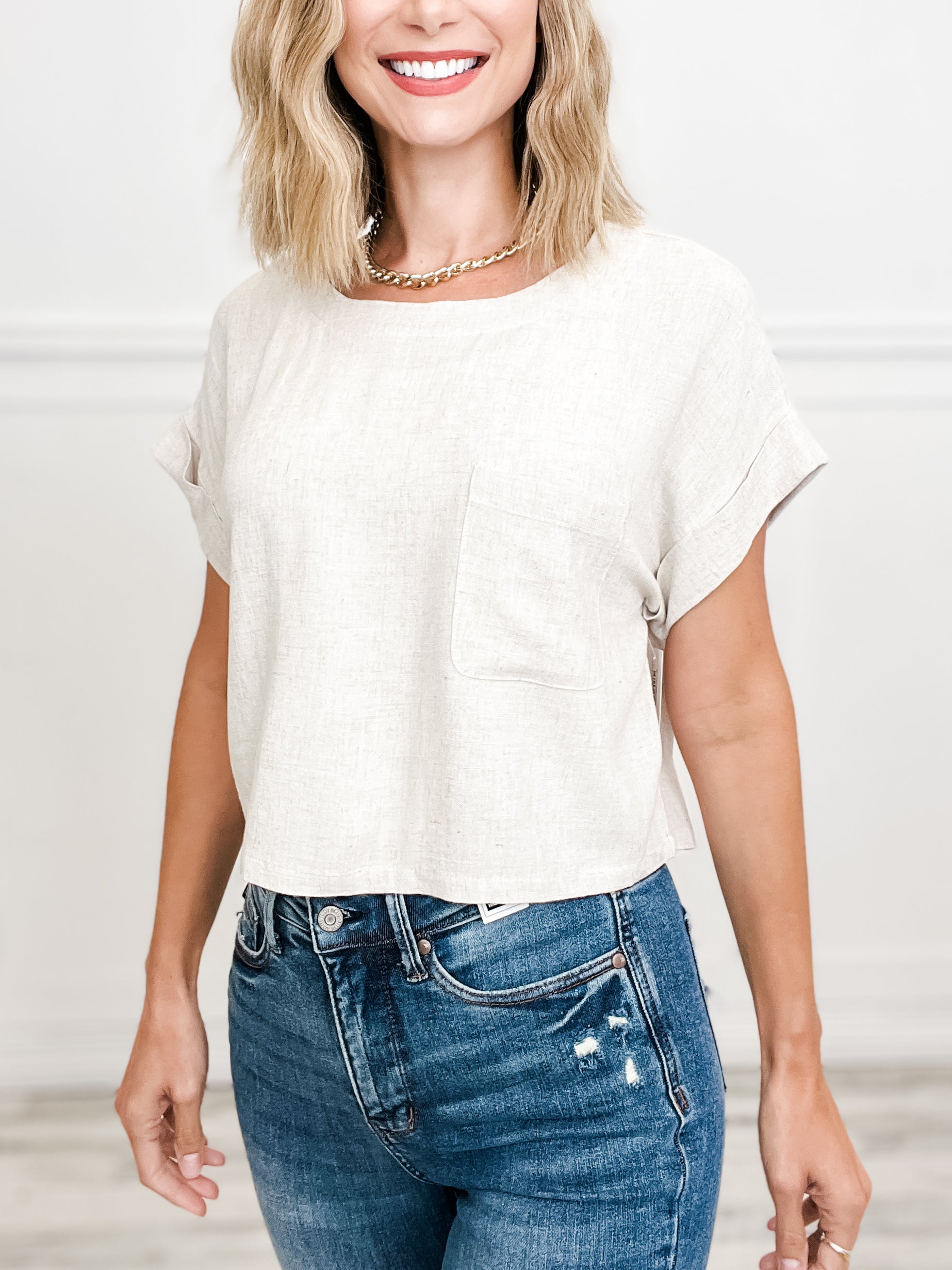 Short Boxy Sleeve Cut Top