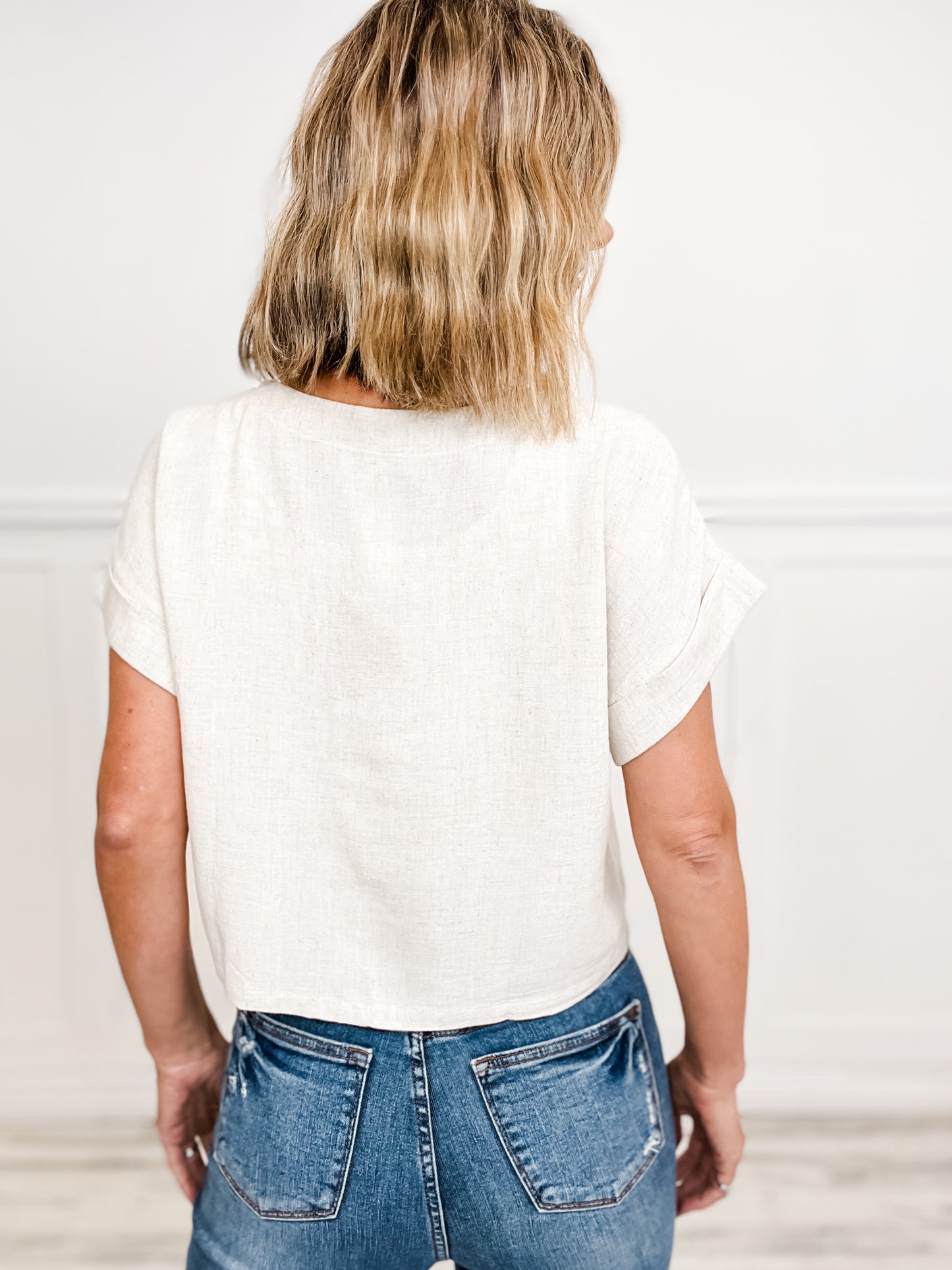 Short Boxy Sleeve Cut Top