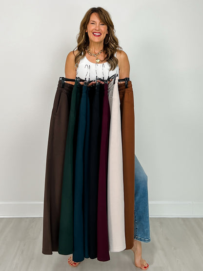 Modal Scuba Cropped Wide Pant in Dark Cherry