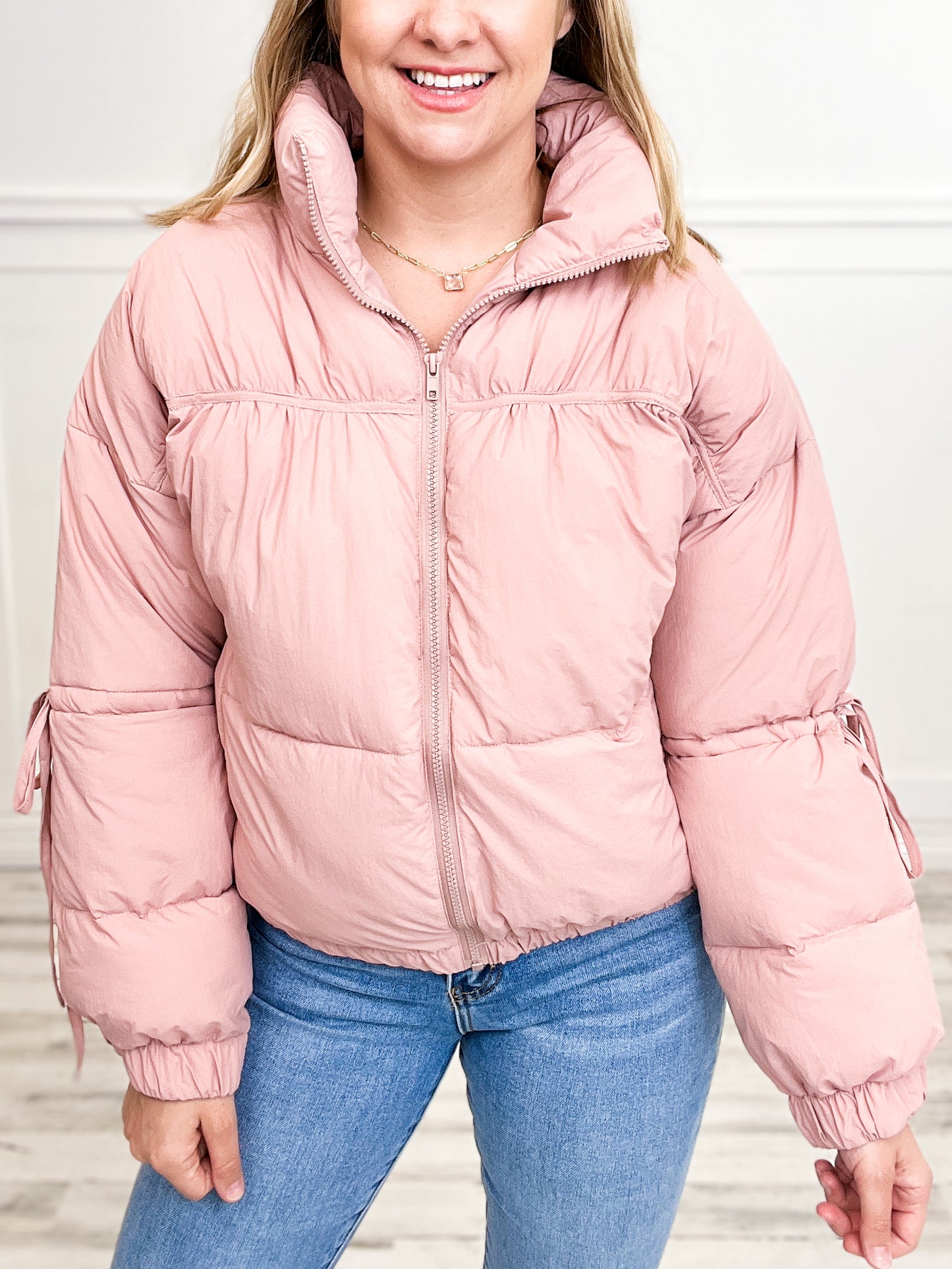 High Neck Zip Up Long Sleeve Puffer Jacket