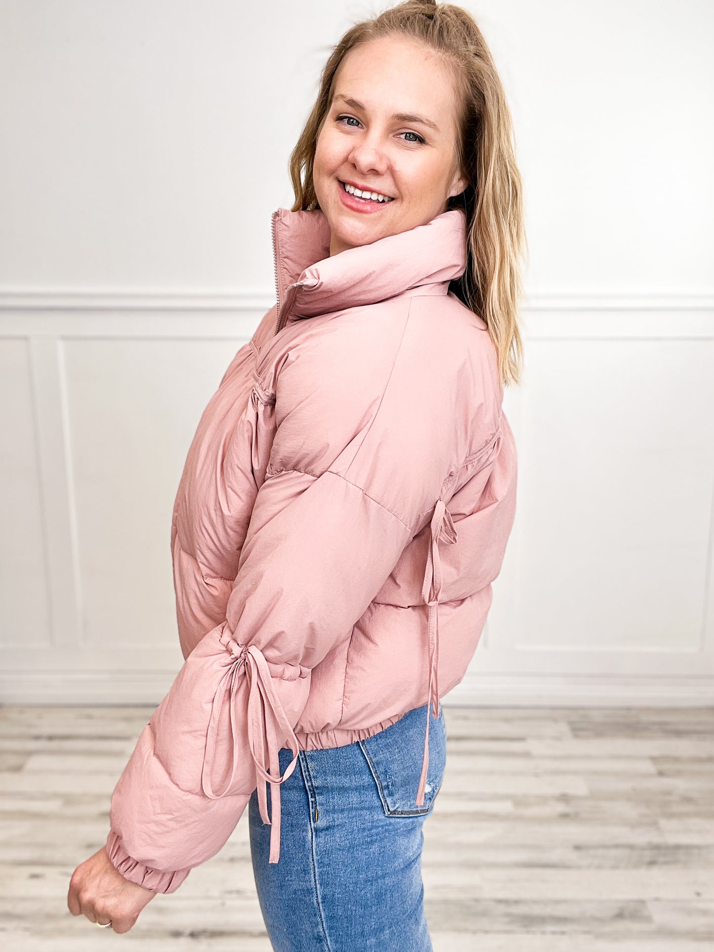 High Neck Zip Up Long Sleeve Puffer Jacket