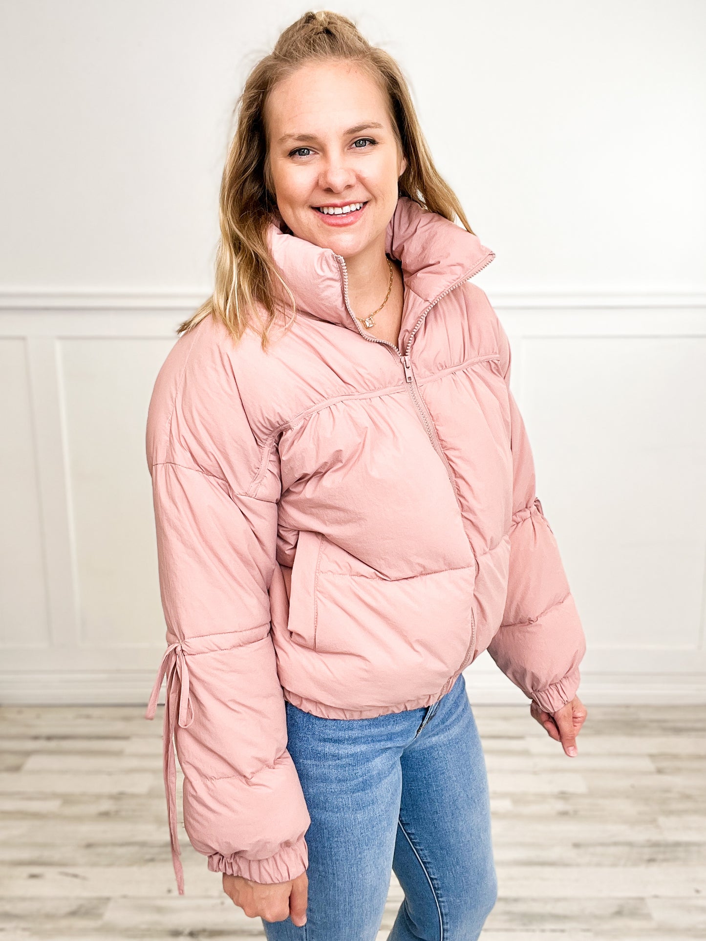 High Neck Zip Up Long Sleeve Puffer Jacket