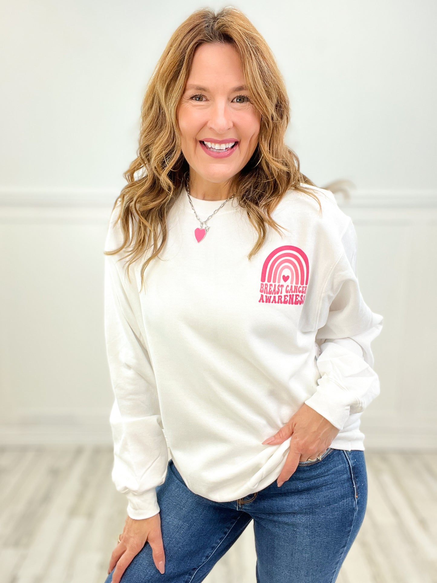 In October We Wear Pink Graphic Sweatshirt Top