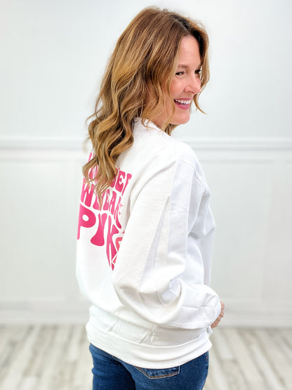In October We Wear Pink Graphic Sweatshirt Top