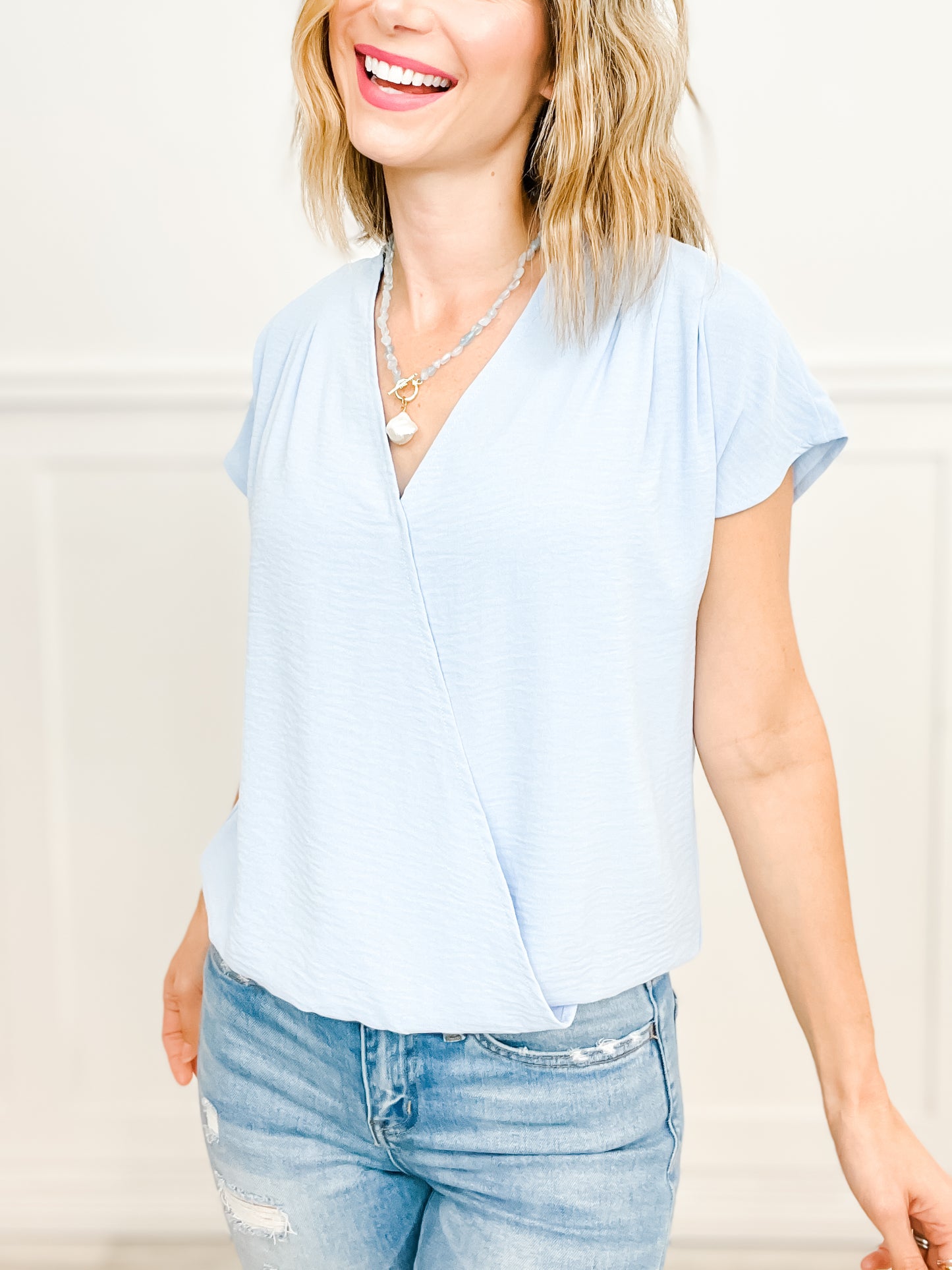 Chic Short Sleeve Comfort Wrap Top