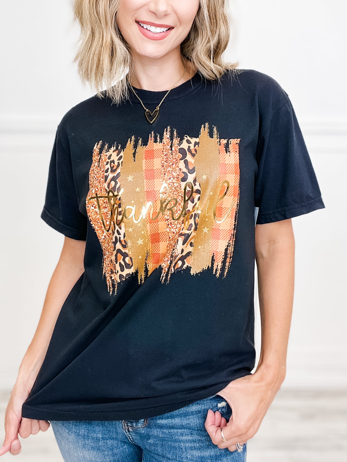 Thankful, Grateful or Blessed Gold Foil Graphic Tees