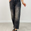 Mica Super High Hidden Button Barrel Black Jeans