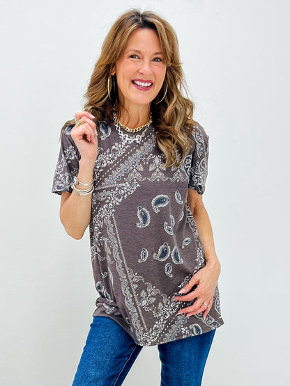 Bandana Print Short Sleeve Top
