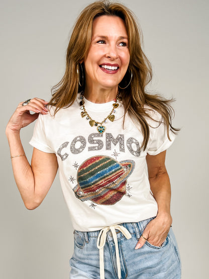 Cosmo Printed Rhinestones Graphic Tee