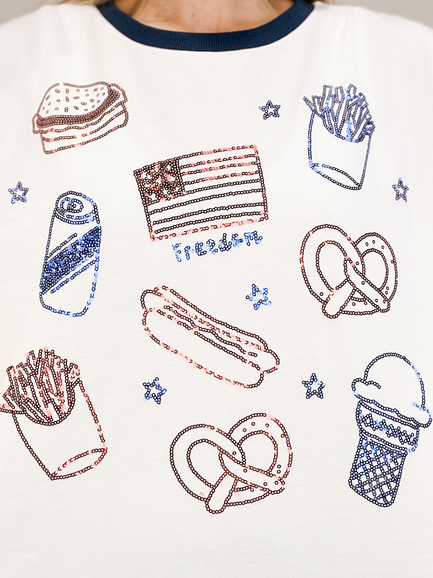 Short Sleeve "Freedom" Embroidered Top