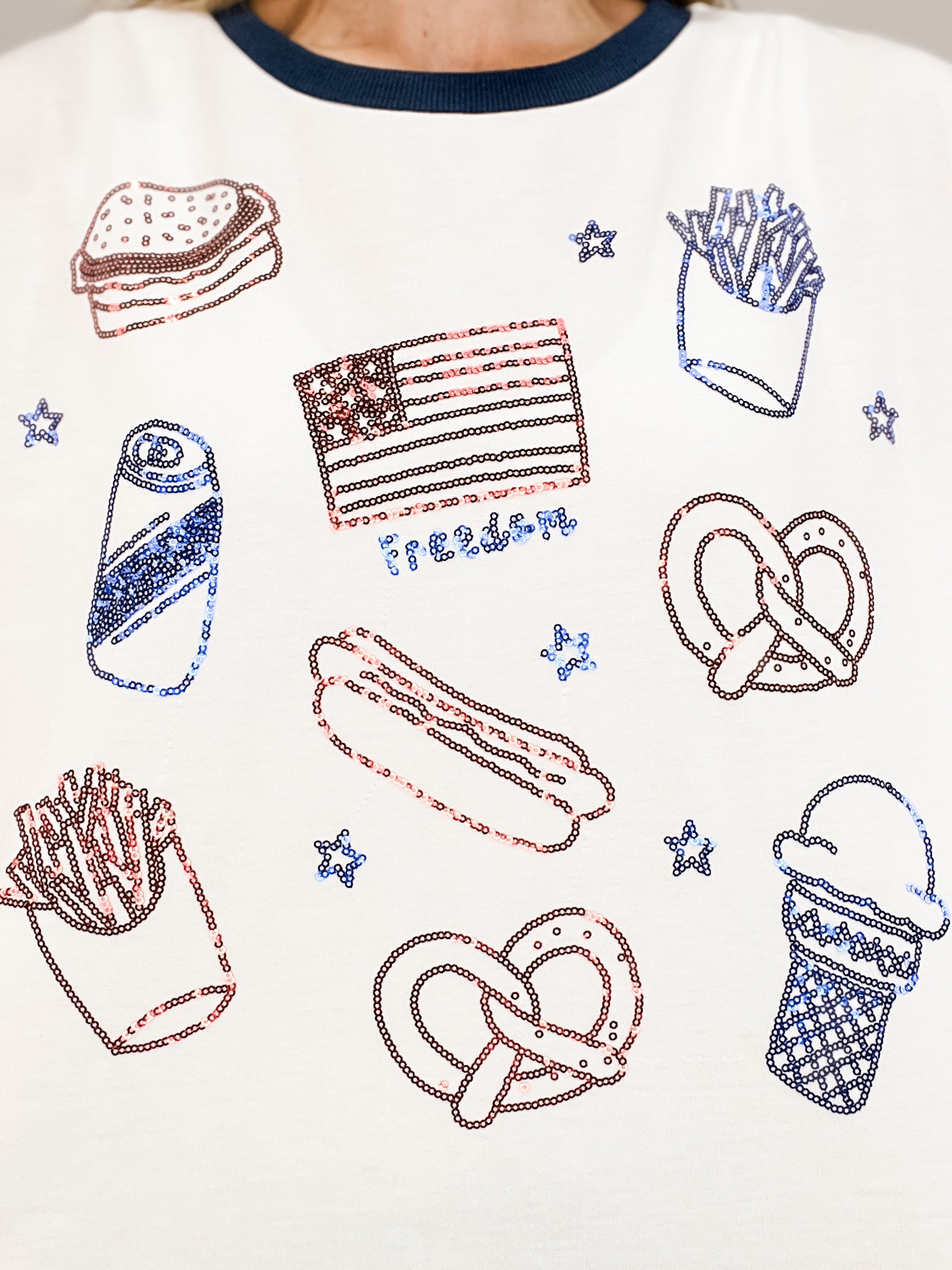 Short Sleeve "Freedom" Embroidered Top
