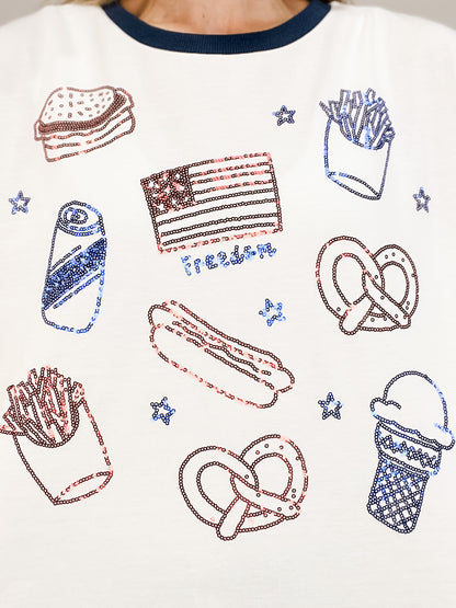 Short Sleeve "Freedom" Embroidered Top
