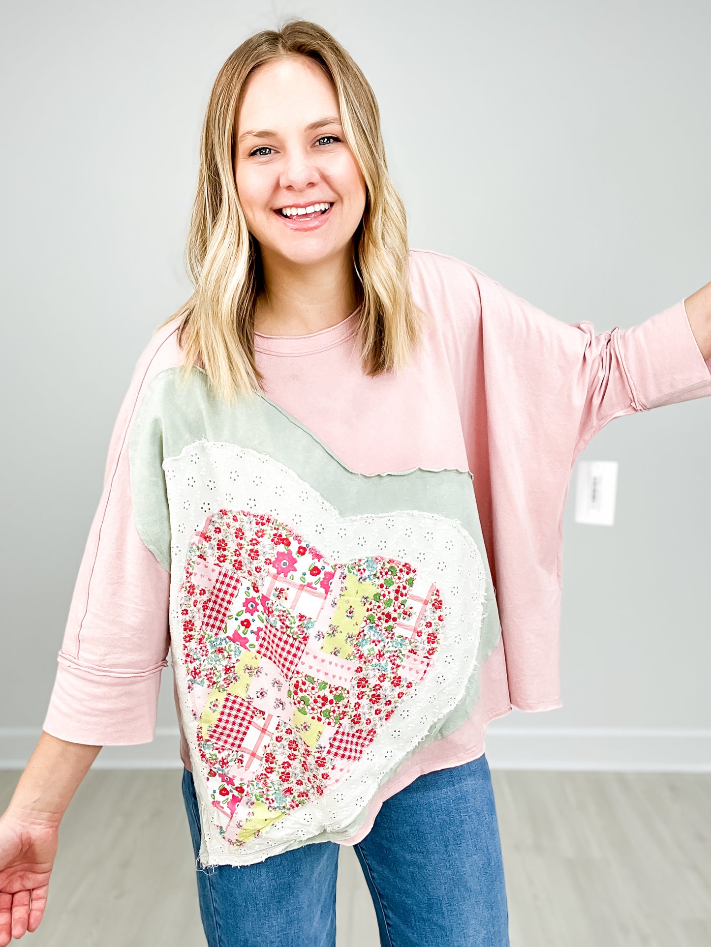 Heart Patch Mineral Washed Knit Top