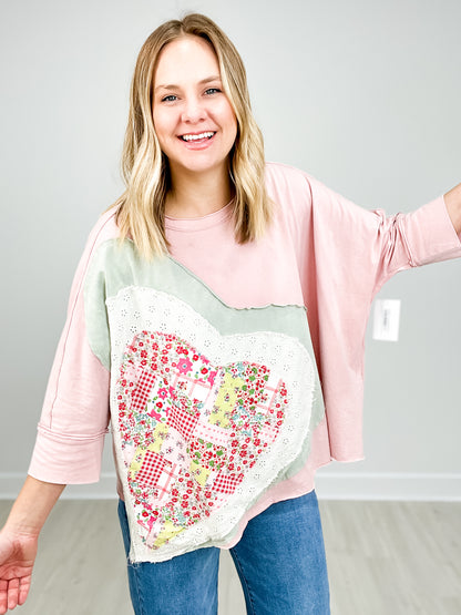Heart Patch Mineral Washed Knit Top