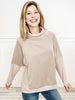 Contrast Soft Knit Mock Neck Oversized Top